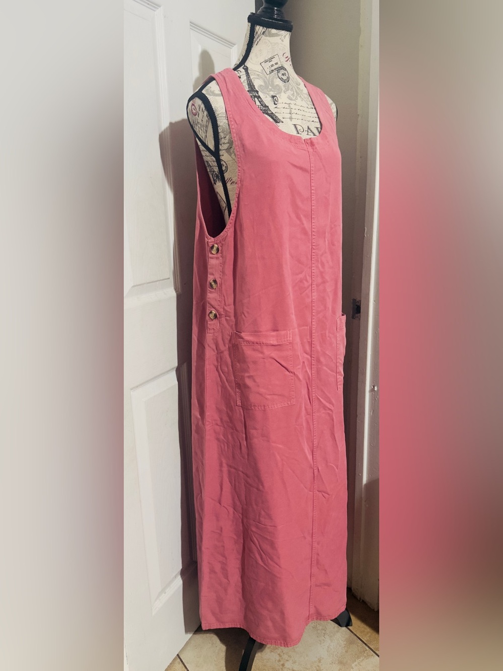 Amy K Su AKS Tencel
Pinafore Jumper Maxi Buttoned
Pockets Denim